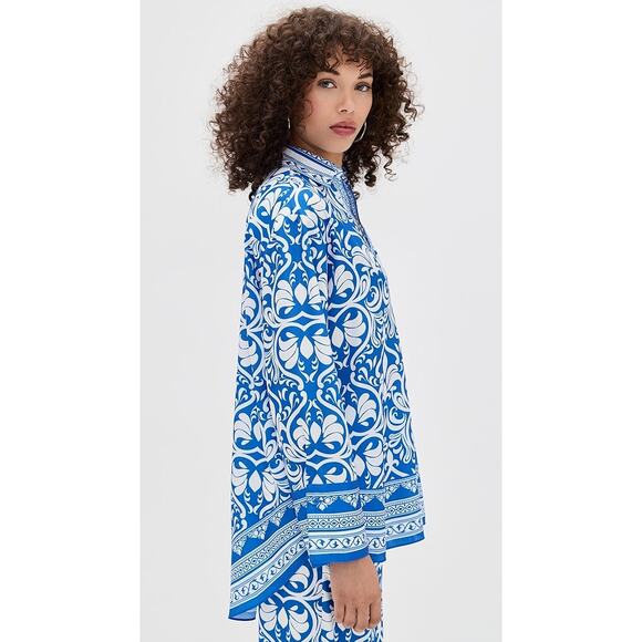 ALICE + OLIVIA Kiva Oversized Pajama Button-Up Shirt Size Small - Picture 4 of 14